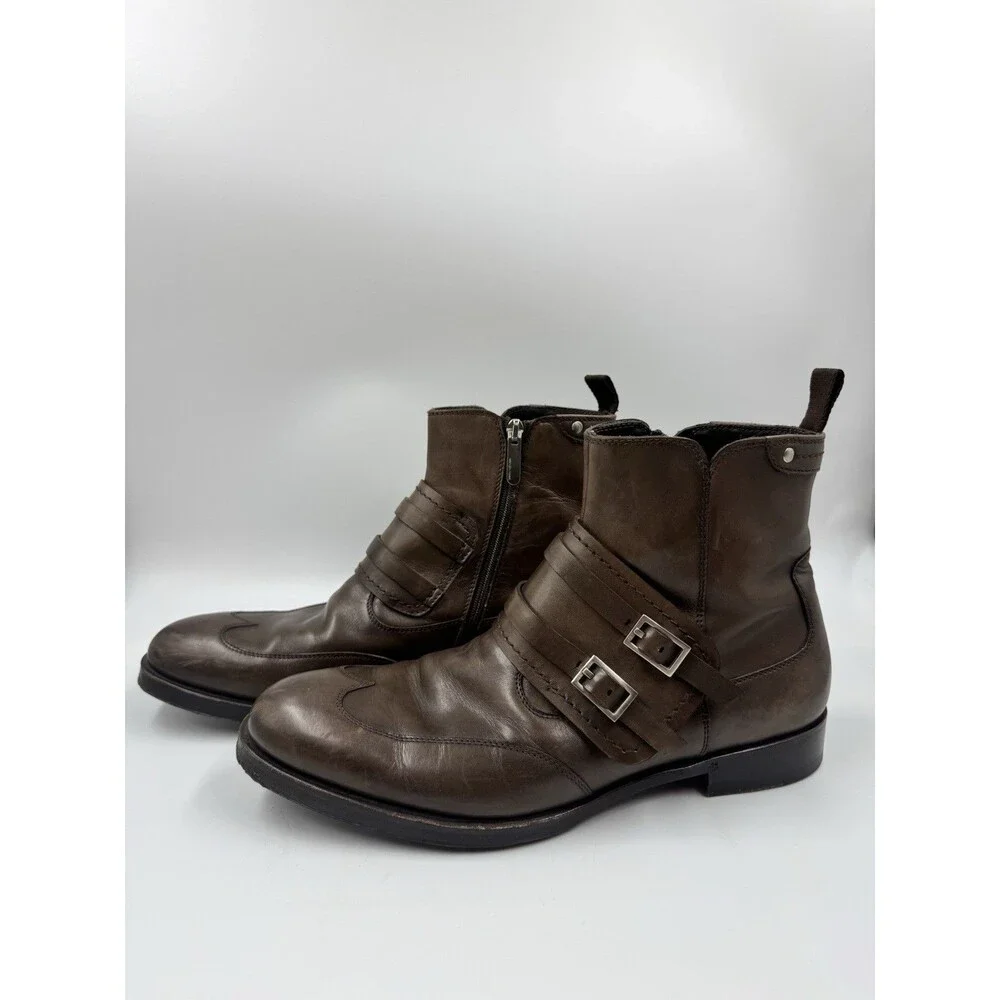 Sergio Rossi Men Size 7 Brown Leather Ankle Boots